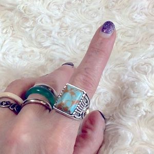 🆕💍✨Costume Novelty - Ring Faux Turquoise Silver plated size 7 NWT